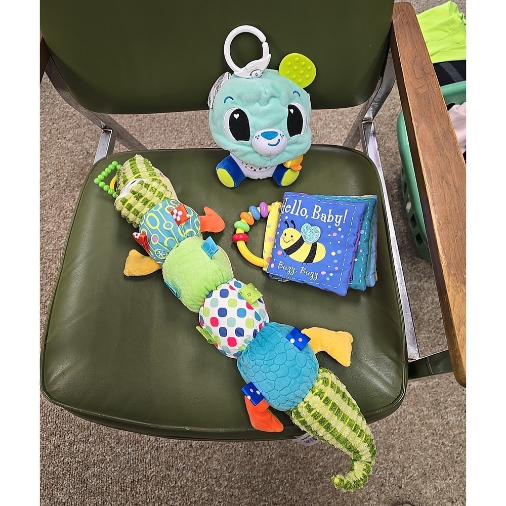 Jollybaby Rattle Alligator, Lamaze 3 in 1 Plush & Soft Baby Rag Book Baby Toys